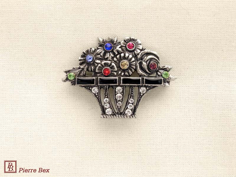 Pierre Bex Art-Deco brooch basket of flowers 45636-01