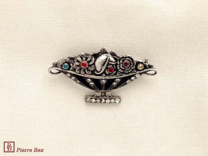 Pierre Bex Art-Deco brooch basket of flowers 45636-02
