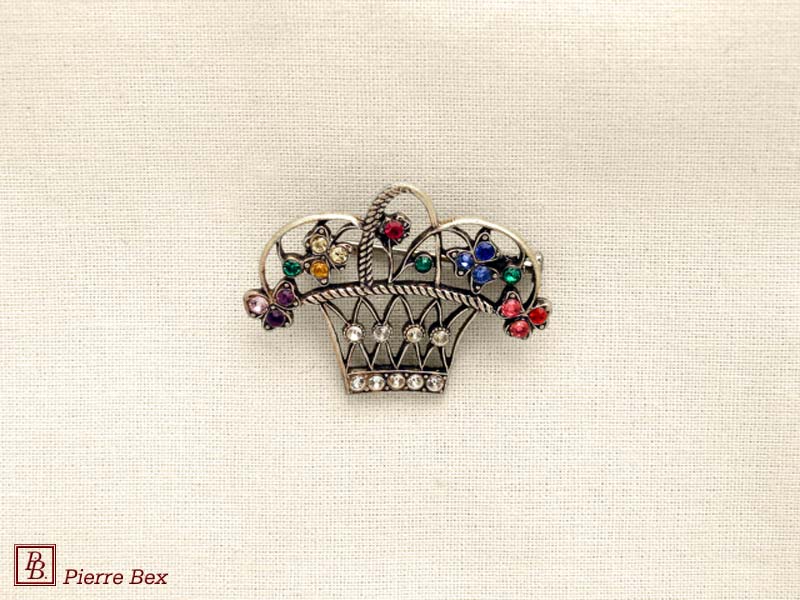 Pierre Bex Art-Deco brooch basket of flowers 45636-05