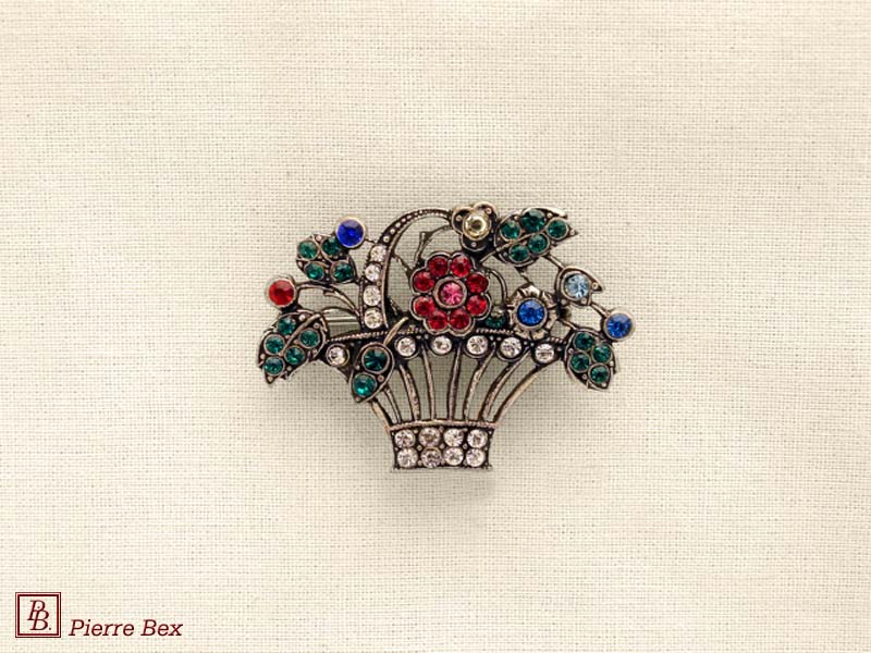 Pierre Bex Art-Deco brooch basket of flowers 45636-06