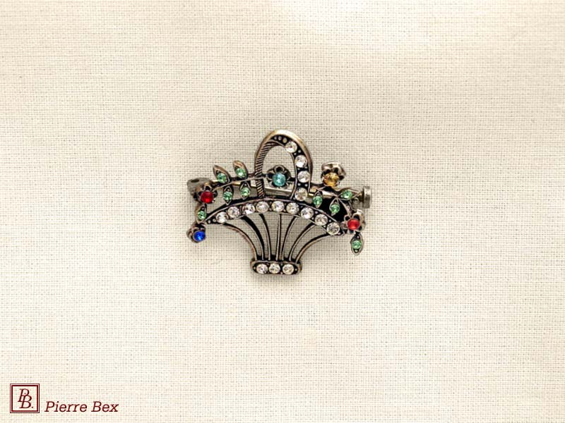 Pierre Bex Art-Deco brooch basket of flowers 45636-08