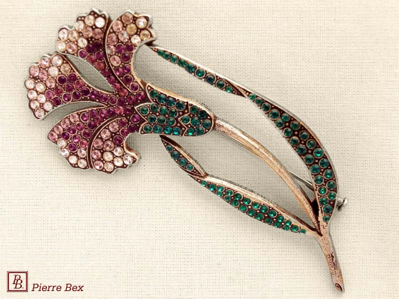 Pierre Bex Art-Deco large brooch clove pink 45656-03