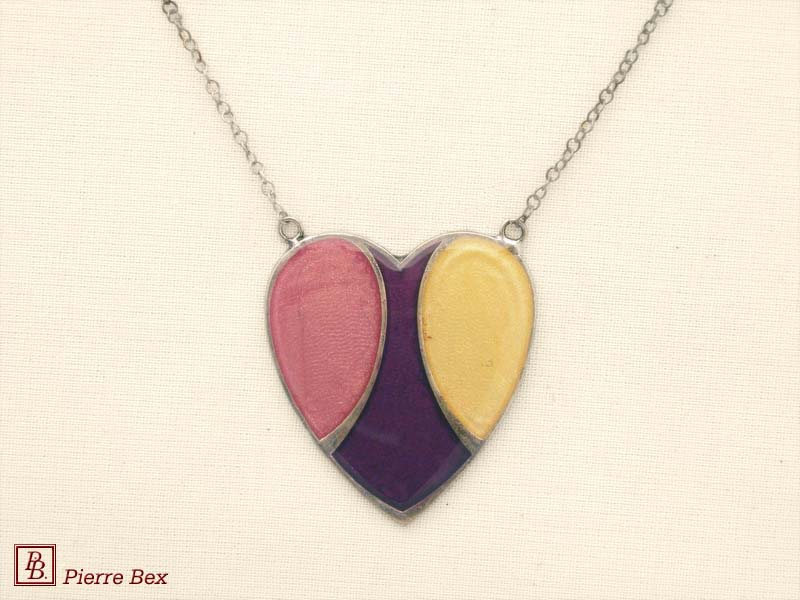 Pierre Bex Art-Deco enamel necklace heart 48144-05