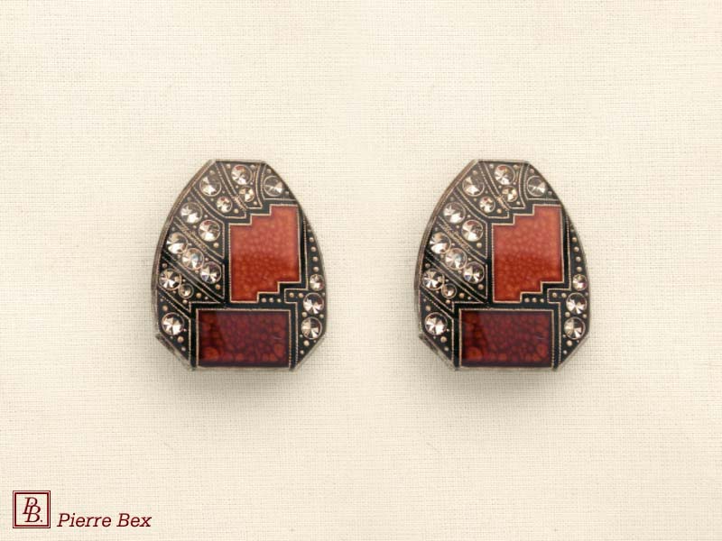 Pierre Bex Art-Deco enamel earclips 49185-08