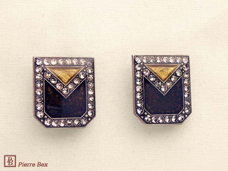 Pierre Bex Art-Deco enamel earclips 49185-10
