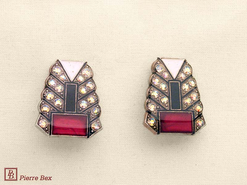 Pierre Bex Art-Deco enamel earclips 49185-11