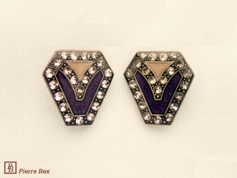 Pierre Bex Art-Deco enamel earclips 49185-12