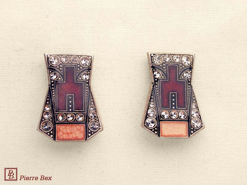 Pierre Bex Art-Deco enamel earclips 49185-13