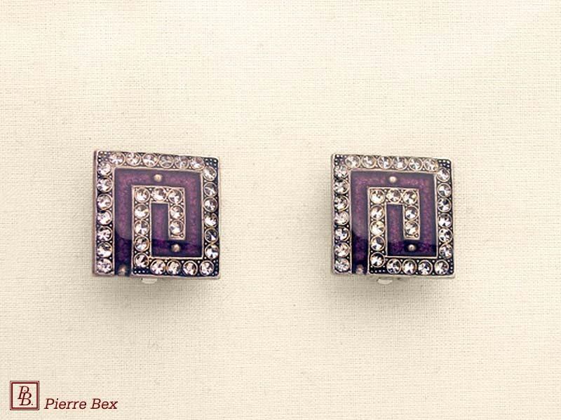 Pierre Bex Art-Deco enamel earclips 49185-15