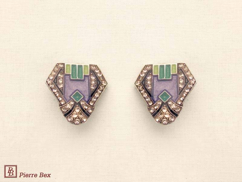 Pierre Bex Art-Deco enamel earclips 49185-16