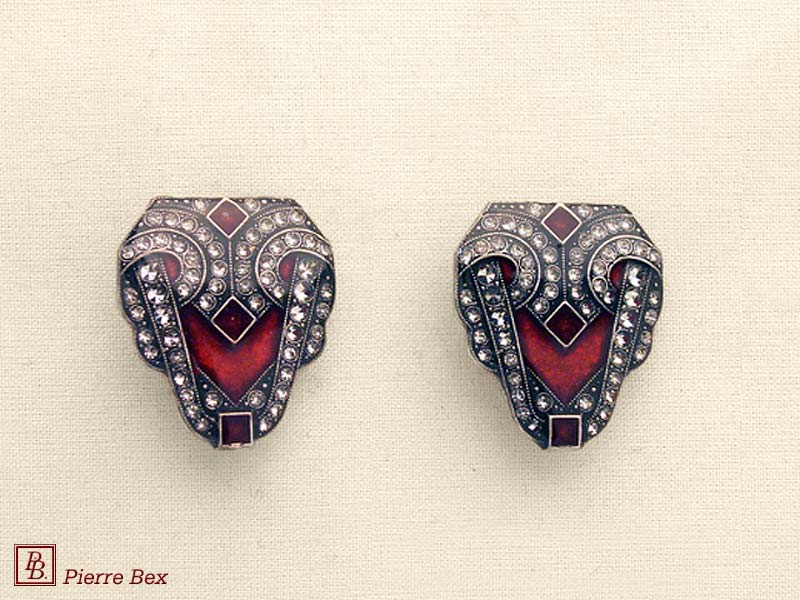 Pierre Bex Art-Deco enamel earclips 49185-17