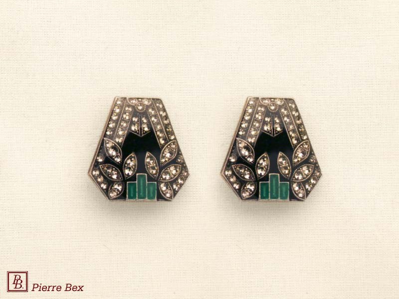 Pierre Bex Art-Deco enamel earclips 49185-18