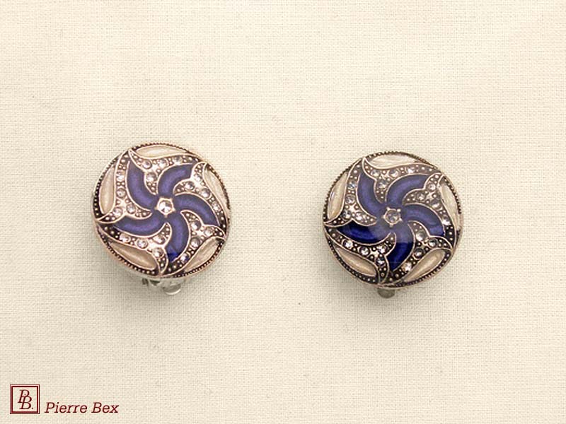 Pierre Bex Art-Deco enamel earclips 49185-19