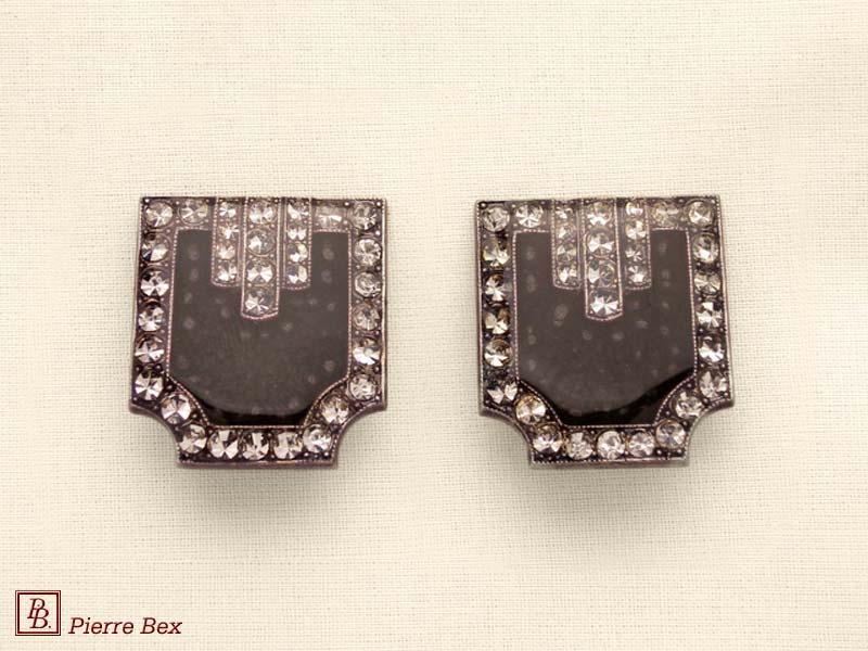 Pierre Bex Art-Deco enamel earclips 49185-20