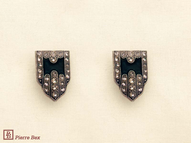 Pierre Bex Art-Deco enamel earclips 49185-23